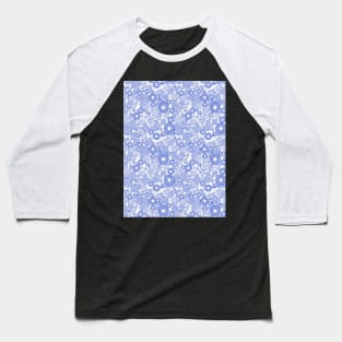 Trippy Blue and Gray Spiral Pattern Baseball T-Shirt